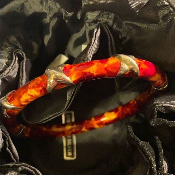 Sterling silver acrylic tortoise shell bracelet - Picture 3 of 9